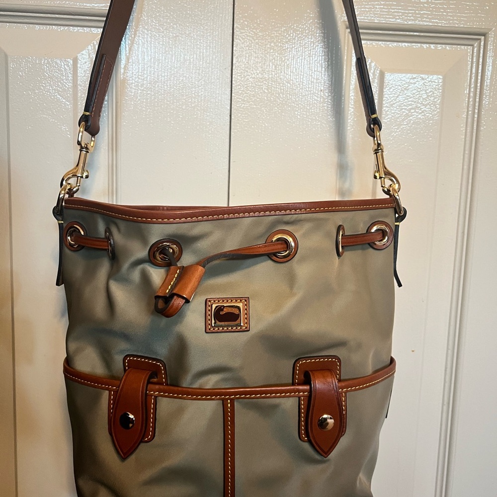 Dooney & Bourke Olive and Brown Bucket Bag